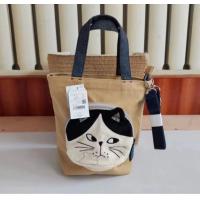 ราคา Japanese Kusuguru Embroidered Big Face Cat Canvas Shoulder Bag Hand Bag Hand Bag Classic Bag (21725036261)