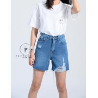 ราคา peppermintjeans กางเกงยีนส์ ยีนส์สามส่วน เอวสูง แต่งขาดชายลุย (11551327812)