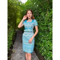 ราคา ชุดผ้าไทย ผ้าไหมแกมฝ้าย อัดกาวทั้งชุด (21916892904)