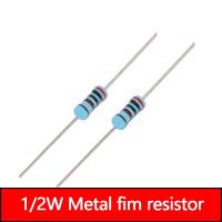 ราคา 50pcs 1 2W Metal Film Resistor 1 1 2 1 5 10 12 15 100 120 150 R K Ohm 1K2 1K5 1 0 5W Five color Ring Resistance 1K 10K 100K 10R (19964481531)