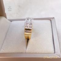 ราคา แหวนเพชรแถวสองแถวฝังสอดพร้อมบ้าข้าง3เม็ด ใส่ได้ทั้งหญิงชาย ขนาดฟรีไซค์ (21534881779)