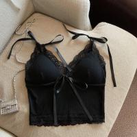 ราคา เสื้อผู้หญิง สีขาว สีดำ ฤดูร้อน เสื้อสายเดี่ยว เสื้อแขนกุด สายเดี่ยว เสื้อคล้องคอ ลายลูกไม้ รัดรูป เอวลอย สไตล์เกาหลี (22239381555)