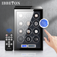 ราคา IBBETON Luxury Brand Watch Winder Fingerprint Unlock 2 3 4 6 9 12 24 Automatic Watches Boxes With LCD Touch Screen Wooden Watch Storage Safe BoxPiano Paint Appearance Mechanical Automatic Meter Change