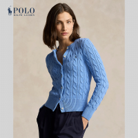 ราคา Polo Ralph Lauren เสื้อคาร์ดิแกนผู้หญิง Cable Knit Cotton Crewneck Cardigan รุ่น WMPOSWENDW20130 สีฟ้า (21846637113)