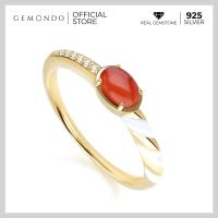 ราคา Gemondo แหวนเงินแท้ 925 Sterling Silver ประดับคอร์นีเลียน Cornelian และโทแพซไร้สี Colorless Topaz แหวนพลอยแท้ แหวนพลอยส้ม พลอยสีส้ม (13199074459)