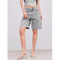ราคา Cider Cider Denim Mid Rise Solid Straight Leg Shorts (22227555658)