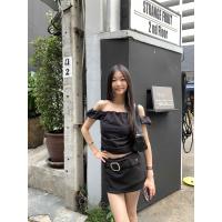 ราคา Fortunee เสื้อปาดไหล่สีดำสไตล์เกาหลี เซ็กซี่ น่ารัก ลายสก๊อตเปิดไหล่ ดูผอม เสื้อครอป (21547985751)