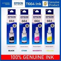 ราคา หมึกเติมของแท้ Epson รุ่น 664 มีกล่องอย T664 EPSON Ink 664 พร้อมกล่อง EPSON 664 หมึกแท้ 100 ราคาถูกBK C M YL100 L110 L120 L200 L210 L220 L300 L310 L350 L355 360 L365 L385 L405 L455 L550 L555 L565 L605