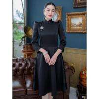 ราคา เดรสทรงไทยจิตรลดา ประยุกต์ ทรงเอ สีเหลืองนวล สีดำ สวมใส่ออกงานเรียบร้อยสุภาพ ดูเรียบหรู ผ้าดี สวย ติดตู้ไว้สุดคุ้มค่ะ (22117792146)