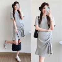 ราคา AA3854 ชุดเดรสคลุมท้อง ผ้ายืดคอตตอน (22108511781)