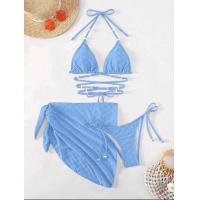 ราคา bikiniพร้อมส่ง ชุดว่ายน้ำ3ชิ้น สีชมพู ลายดอกไม้ ผูกคอ รุ่นใหม่ ชุดไปทะเล 0178 (21987508450)