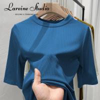 ราคา LAREINE เสื้อยืดแขนกลางลำลองสำหรับผู้หญิงเสื้อฉบับภาษาเกาหลีแขนสามส่วนคอกลมเสื้อเชิ้ตสีพื้นแขนห้าส่วน (21453021939)
