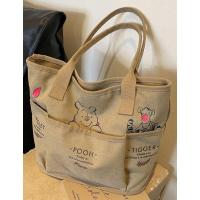 ราคา กระเป๋าโท้ทย้อนยุคความจุขนาดใหญ่กระเป๋าสะพายผ้าใบลายหมี (22247853938)