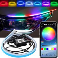 ราคา 2 ชิ้น 45 ซม 60 ซม Daytime Running Lights รถยนต์ LED Daytime Running Light Strip ไฟหน้าอัตโนมัติไฟเลี้ยว RGB พร้อมรีโมทคอนโทรล APP 12V (19032190110)