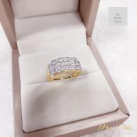 ราคา แหวนเพชรแถวเรียงสามแถวพร้อมลริวารบ่าข้างอีกข้างละสามเม็ดสองข้าง ขนาดฟรีไซต์ (21988225236)