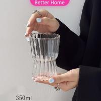 ราคา Better แก้ววินเทจ ถ้วยกาแฟลายทางสไตล์ญี่ปุ่น ลายจีบด้านในทั้งใบ Glass coffee cup (21930529992)