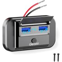 ราคา ที่ชาร์จแบตในรถชาร์จเร็ว PD Type C พอร์ต USB คู่รถอะแดปเตอร์เต้ารับสำหรับที่ชาร์จแผงพลังงาน USB 12V 24V พร้อม Swith สำหรับรถมอเตอร์ไซค์ทางทะเล (20700535411)