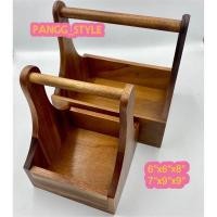 ราคา กระเช้าไม้ กระเช้าใส่เครื่องปรุง ไม้ยางพารา ไม้จามจุรี (18740309015)