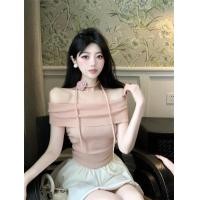 ราคา เสื้อผู้หญิง สีดำ ฤดูร้อน รัดรูป ปาดไหล่ เสื้อไหมพรม เซ็กซี่ วินเทจ ดอกไม้ (22185844423)