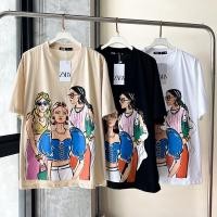 ราคา Zara 2024 เสื้อยืดโอเว่อร์ไซต์ ป้าย Zara เสื้อยืดแฟชั่น S 5XL (22208106586)