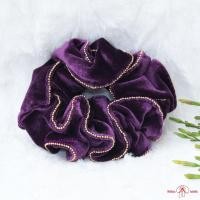 ราคา ยางรัดผม ผ้ารัดผมแบบโดนัทบิดเกลียว ผ้ากำมะหยี่ประดับเม็ดกลมสีทอง (16020980939)
