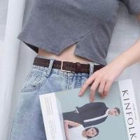 ราคา เข็มขัดหนัง PU สตรีหัวเข็มขัดสีทองวินเทจลำลองขนาด100ซม (20566649122)