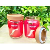 ราคา ขวดแก้วขวดโหลแก้วเนสกาแฟราคาต่อ1ชิ้นรุ่นฝาสีน้ำตาล (15265461456)