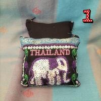 ราคา กระเป๋าใส่เหรียญ ปักเลื่อม ปักด้ายลายช้าง THAILAND ขนาด 1 ใบ (21736873097)