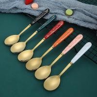 ราคา Ins Coffee Spoon Heat Insulated Handle Stainless Steel Gold Dessert Tea Spoons Tableware Decoration (14837729606)