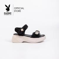 ราคา Playboy รองเท้าแตะรัดส้นผู้หญิง ลิขสิทธิ์แท้ รุ่น ST H241C1165 ดีไซน์แตะสปอร์ตผ้าทวีตแต่งอะไหล่ดอกไม้ มี 2 สี สีครีมและสีดำ (21642587525)