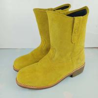 ราคา รองเท้าบูทเซฟตี้ รุ่นหนังกลับ สีเขียวมะนาว หัวกลม พื้นกันไฟ พื้นสีน้ำตาล กันน้ำมันSize 38 48 (3547164689)