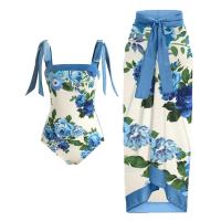 ราคา 2Pcs set Swimsuit Woman 2023 Women Vintage Colorblock Abstract Floral Print 1 Piece Swimwear 1 Piece Cover UP Two Piece Vintage Print Swimsuit Monokini (18636256075)