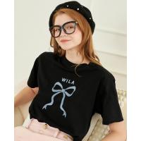 ราคา Wila Classic Bow T Shirt เสื้อยืดคอกลมทรงตรง แขนสั้นตรง สกรีนลายโบว์ด้านหน้า มี 3 สี เสื้อขาวโบว์ดำ เสื้อดำโบว์ขาว เสื้อชมพูโบว์ดำ (21516686792)