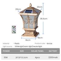 ราคา 3Color Solar Light Outdoor Waterproof Solar Post Lamp Remote Control Solar Gate Light (21478535987)