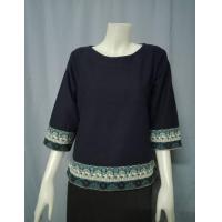 ราคา เสื้อผ้าฝ้ายคอปาดแขนสามส่วน แต่งผ้าทอลาย เสื้อผ้าฝ้ายแขนสามส่วน เสื้อผ้าฝ้ายคอปาด เสื้อผ้าฝ้ายตัวหลวมใส่สบาย (21772426784)