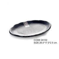 ราคา 1 ใบ จานซูชิ จานอาหารญี่ปุ่น เมลามีน ทรงรี สีดำ สไตล์ญี่ปุ่น เกาหลี ชาบู จานข้าว จานยำ จานส้มตำ จานอาหาร จานของทอด (9381089872)