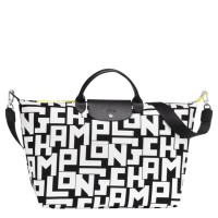 ราคา Genuine limited edition longchamp LGP series handbag shoulder strap single shoulder bag L1515412067 medium size Crossbodyl bag Black and White color (21311018935)