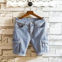 ราคา CODyx648 2020 summer new back pocket gap hole jeans shorts men s five point pants trend light blue wild personality (19687823294)