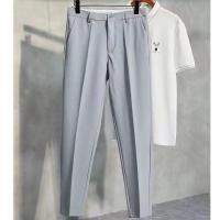 ราคา กางเกงสแลคชายเกาหลี กางเกงสแลคชายยืด ทรงตรงที่ผ่อนคลาย เท้าเปล่า (21766438702)