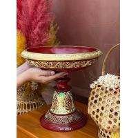 ราคา พานเจ้านาง สีแดง เขียนทอง ลายบัว มีให้เลือก ขนาด 68101214นิ้ว (21684034732)