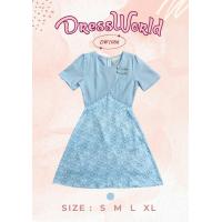 ราคา S 2XL 1086 งานป้าย Dress World เดรสสั้นลายดอก แต่งกั๊ก แต่งกระดุมจีน น่ารักฝุดๆ จ้า (20884461856)