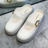 ราคา รองเท้าคัทชู แฟชั่น แบบสวม เสริมส้นต่ำ ปิดหน้าเท้า วัสดุยาง สีโทนอ่อน ใส่ทำงาน พร้อมส่ง (21909392950)