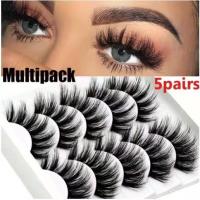 ราคา ขนตาปลอม หนา ฟู 3D 5 คู่ Mink Hair False Eyelashes (8993026077)