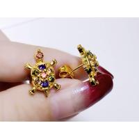 ราคา Inspire Jewelry ต่างหูเต่า เพชรซีก ตัวเรือนหุ้มทองแท้ 100 24K นำโชค เสริมดวง (21441685012)