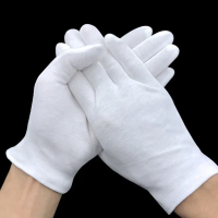 ราคา 1 6คู่ถุงมือสีขาวผ้าฝ้ายถุงมือยืดมารยาทถุงมือนิรภัย ถักสำหรับตรวจสอบเครื่องประดับเหรียญ (21913223391)