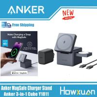 ราคา Anker ลูกบาศก์3 In 1พร้อมที่ชาร์จแบบไร้สายชาร์จเร็ว MagSafe 15W ความเร็วสูง5V พร้อมที่ชาร์จ30W เข้ากันได้กับ Magsafe สำหรับ Apple iPhone 13 iPhone 14 iPhone 15และนาฬิกา Apple (22001238165)