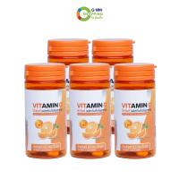 ราคา VitaminC ผลิตภัณฑ์เสริมอาหาร วิตามินซี เสริมสร้างภูมิคุ้มกัน 30 เม็ด 5 กระปุก 129948 (22247181501)