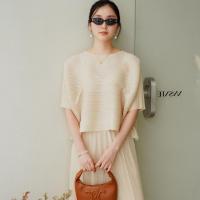 ราคา เสื้อยืดไฮเอนด์1352แบบญี่ปุ่นและเกาหลีอัดพลีทหวานลำลอง (21105684899)