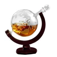 ราคา 850ML Whiskey Decanter Antique Ship Whiskey Dispenser For Liquor Bourbon Vodka Wine Glass Decanter Globe With Wood Stand (19657295172)