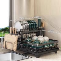 ราคา JJT ชั้นวางท่อระบายน้ำสำหรับชั้นวางของในห้องครัวชั้นวางจานชั้นคว่ำจานสำหรับเก็บจานสแตนเลสที่วางแก้วชั้นวางของในห้องครัวอ่างล้างจานด้านบน (21422558623)